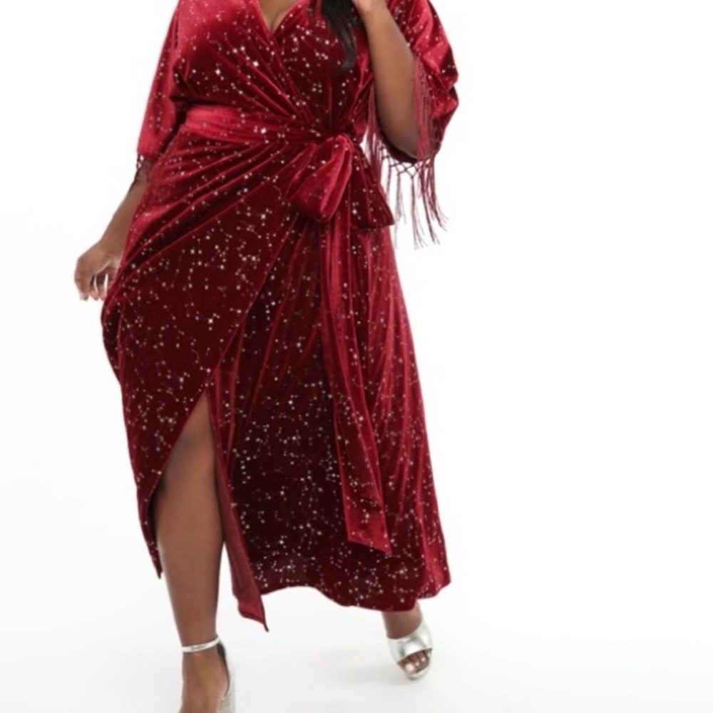 Celestial Velvet Wrap Maxi Dress NWT